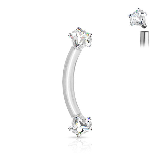 Surgical Steel 16 Gauge Curved Barbell with Star CZ - photo 6