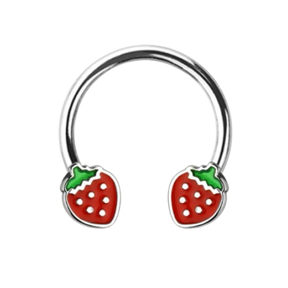 Surgical Steel Horseshoe Circular Barbell 16G 10mm with Strawberry End - photo 3