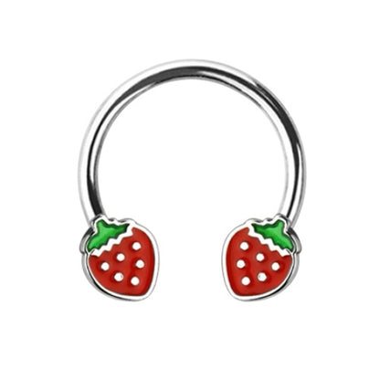 Surgical Steel Horseshoe Circular Barbell 16G 10mm with Strawberry End - photo 3