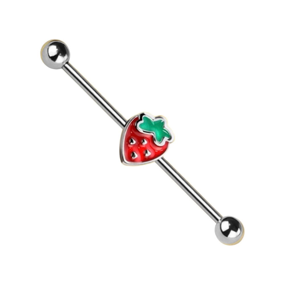Surgical Steel 14 Gauge Industrial Barbell with Strawberry - photo 5