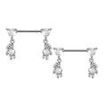Surgical Steel 14 Gauge Nipple Barbell with Teddy Bear Dangle - Pair - photo 5