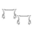 Surgical Steel 14 Gauge Nipple Barbell with Teddy Bear Dangle - Pair - photo 5