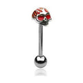 Surgical Steel Tongue Ring Straight Barbell 14 Gauge 5/8" Skull - Kruelty - Photo 3