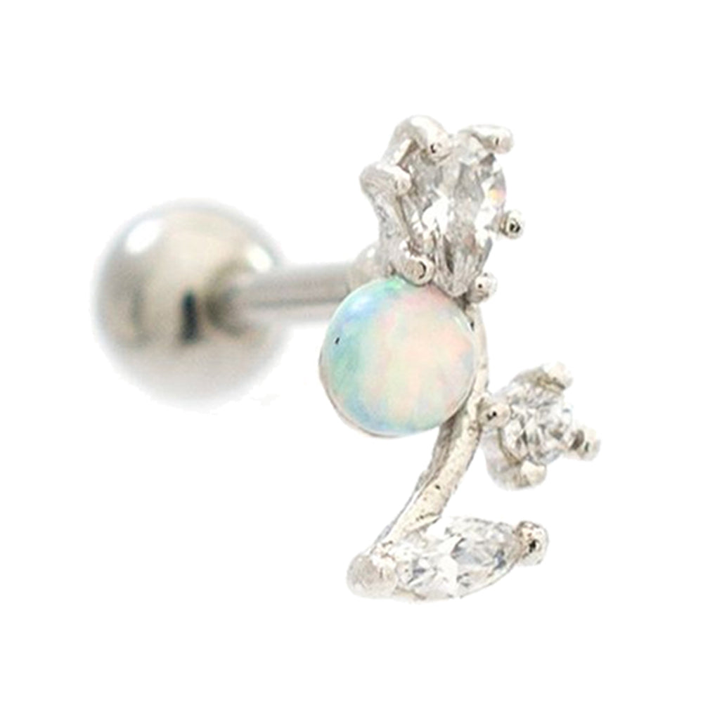 Surgical Steel 16 Gauge Tragus Barbell with Flower CZ - photo 4