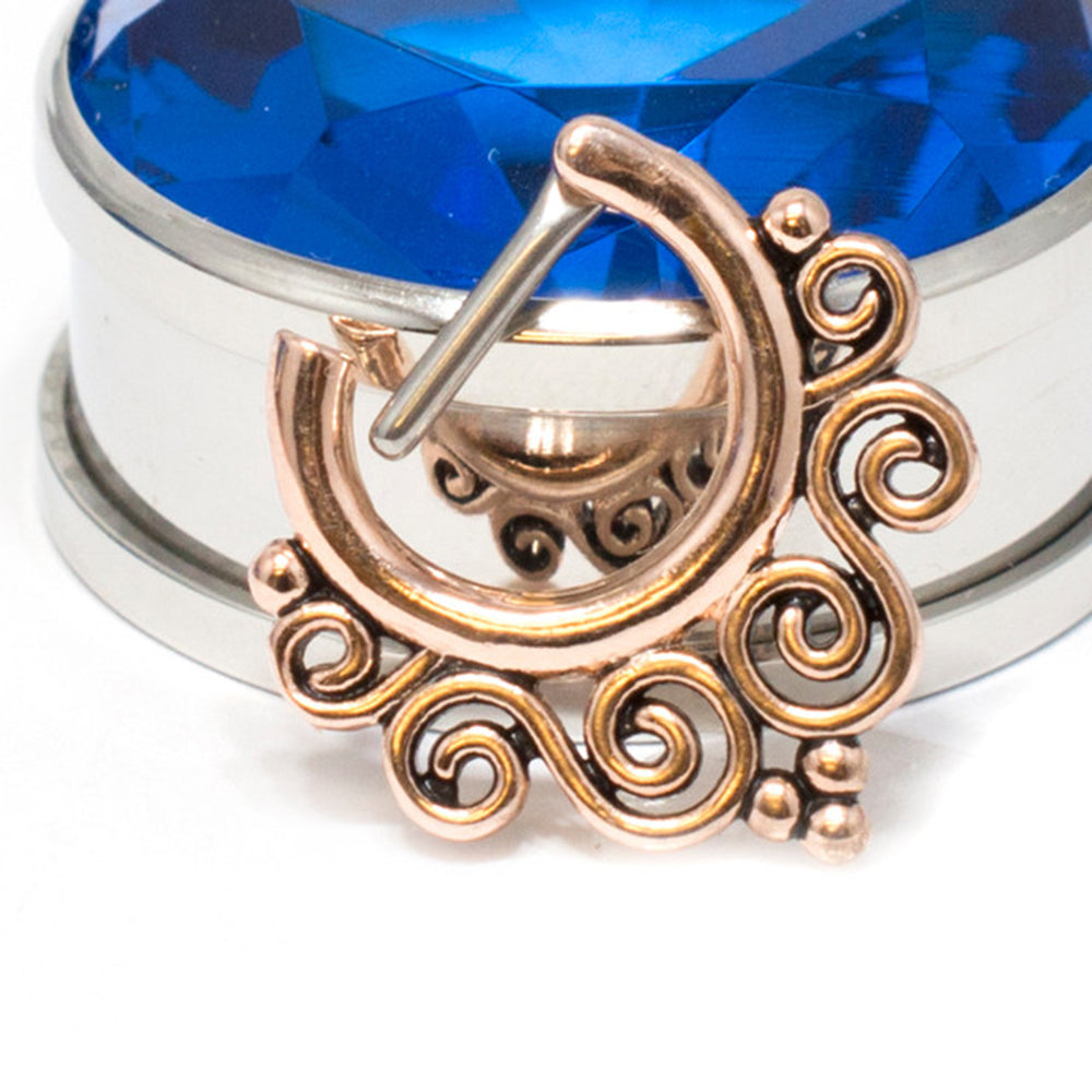 PVD Rose Gold Surgical Steel 16 Gauge Tribal Swirls Septum Clicker - photo 2