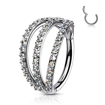 Surgical Steel 16 Gauge Hinged Segment Ring with Triple Layer CZ - photo 4