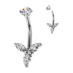 Surgical Steel 14 Gauge Triple Marquise CZ Belly Button Ring 10mm