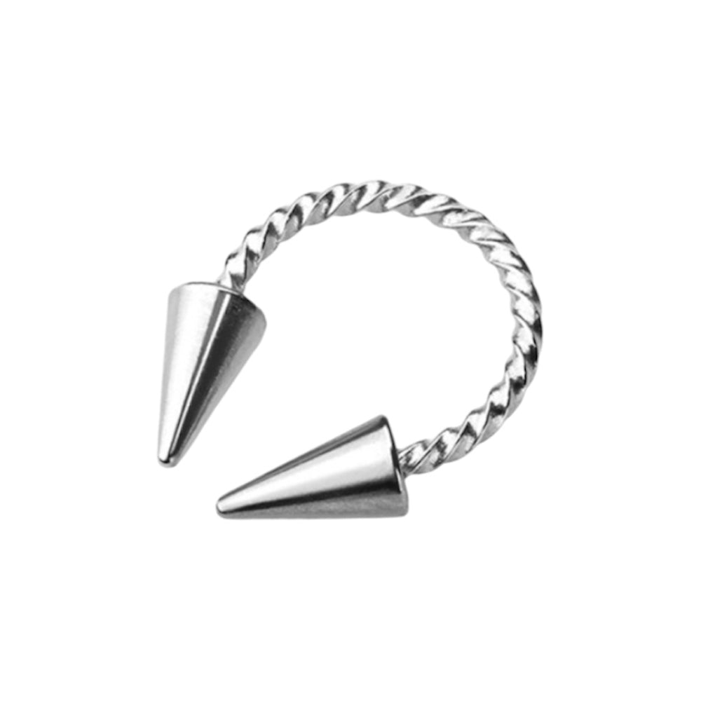 Surgical Steel 16 Gauge Twist Rope Spike Horseshoe Barbell
