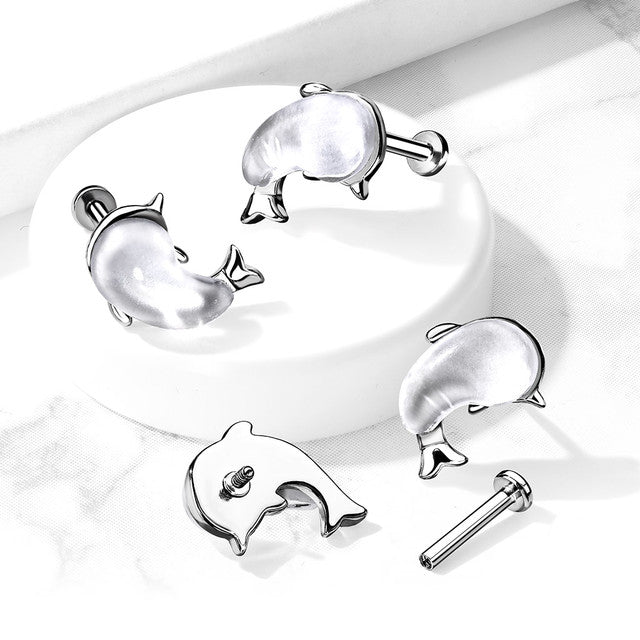 Surgical Steel 16 Gauge Flat Back Labret Stud with Whale Top - photo 3