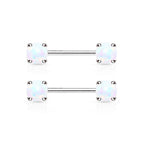 Surgical Steel 14 Gauge Opal Nipple Barbell - Pair