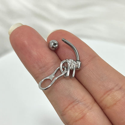 Surgical Steel 14 Gauge Curved Belly Ring with Zipper - photo 5