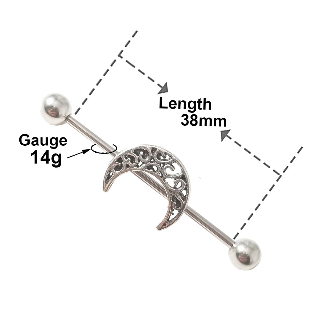 Surgical Steel 14 Gauge Industrial Barbell with Celtic Moon Center - photo 2