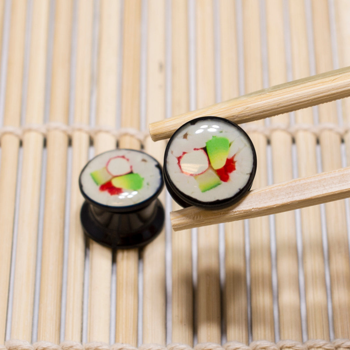 Black Acrylic Sushi Screw Fit Ear Plugs 2 Gauge to 9/16 Inch - Pair - photo 4