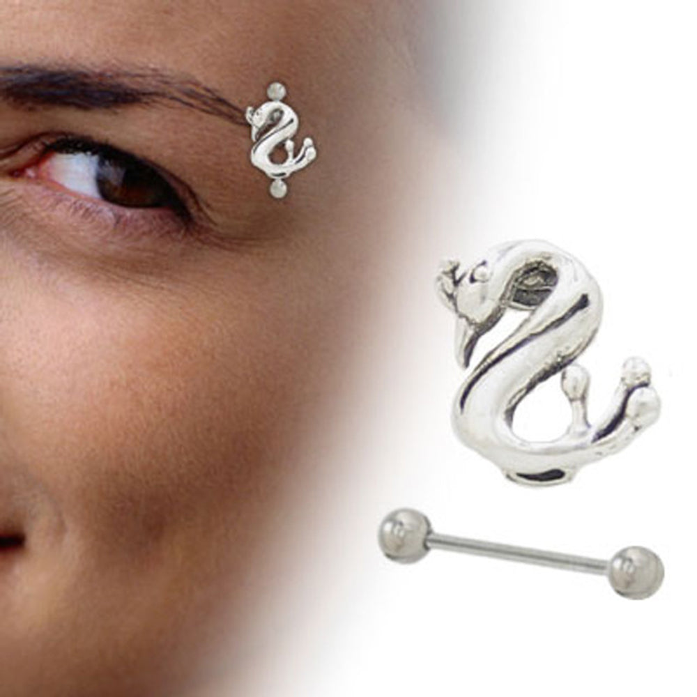 Surgical Steel 16 Gauge Eyebrow Barbell with Swan Top