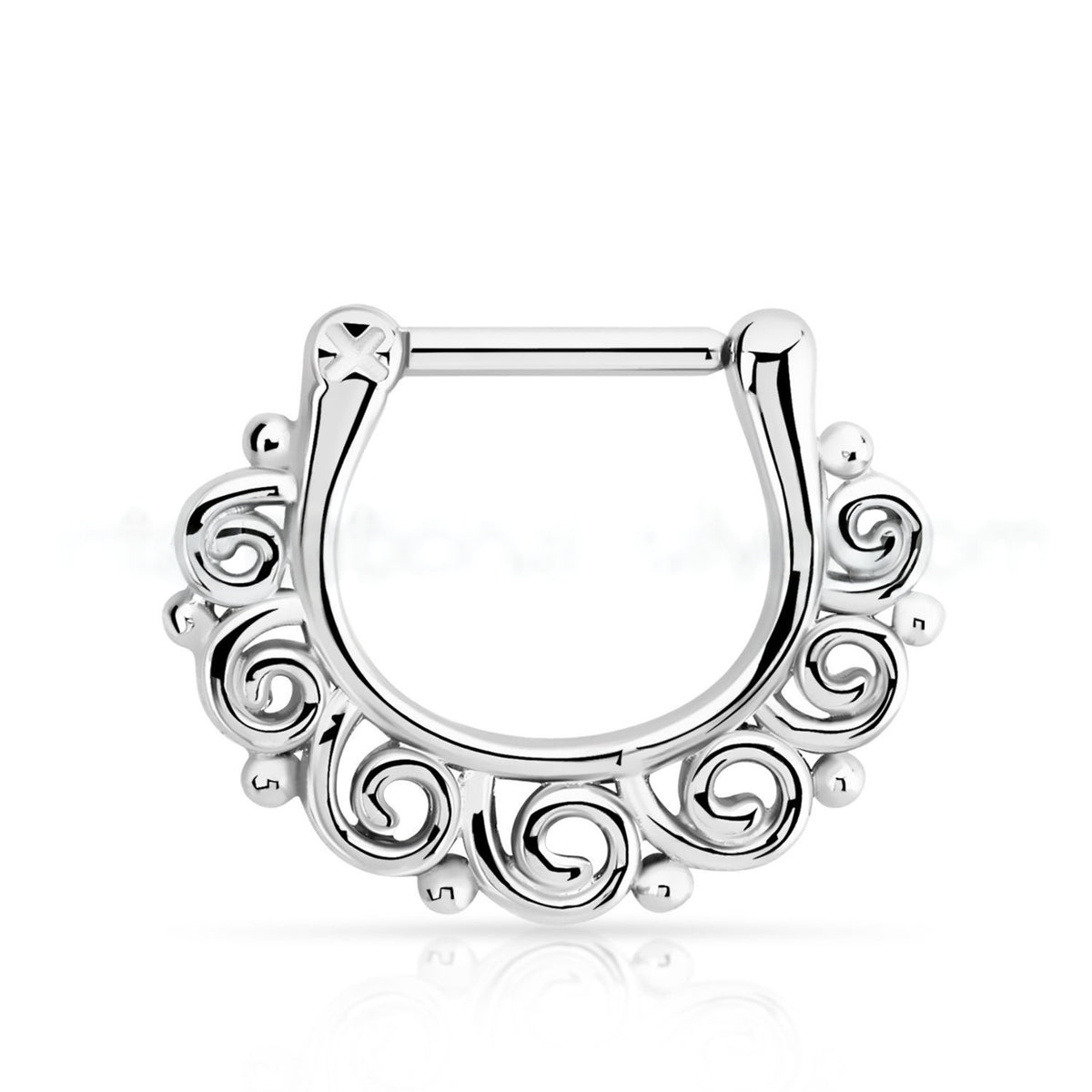 Surgical Steel 16 Gauge Swirl Hinged Septum Clicker