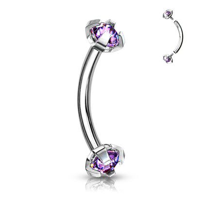Surgical Steel Curved Barbell 16G 8mm with 3mm CZ Crystal - photo 11