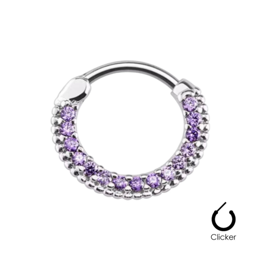 Surgical Steel 16 Gauge Septum Clicker Hoop with Paved CZ - photo 7