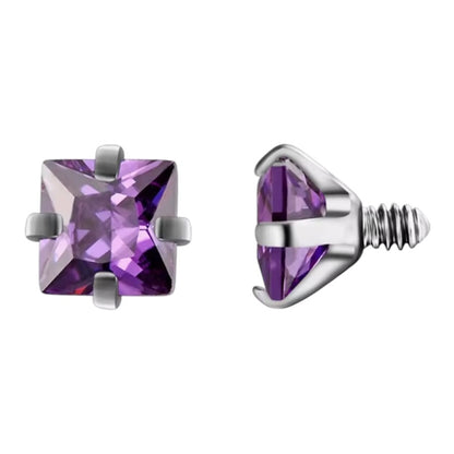 Surgical Steel 14 Gauge CZ Dermal Anchor Top with Prong Square Gems - photo 7