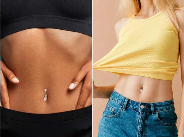 14K Solid Gold 14 Gauge Belly Ring with Teardrop Opal CZ Gems - photo 3
