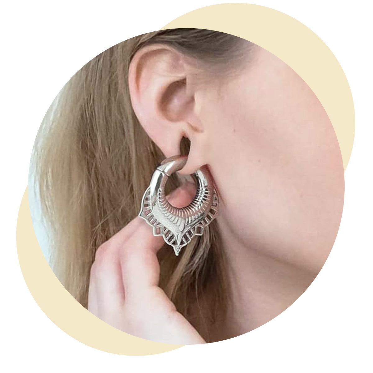 Surgical Steel Ear Weights 2G & 0G with Mandala Teardrop - Pair - photo 2