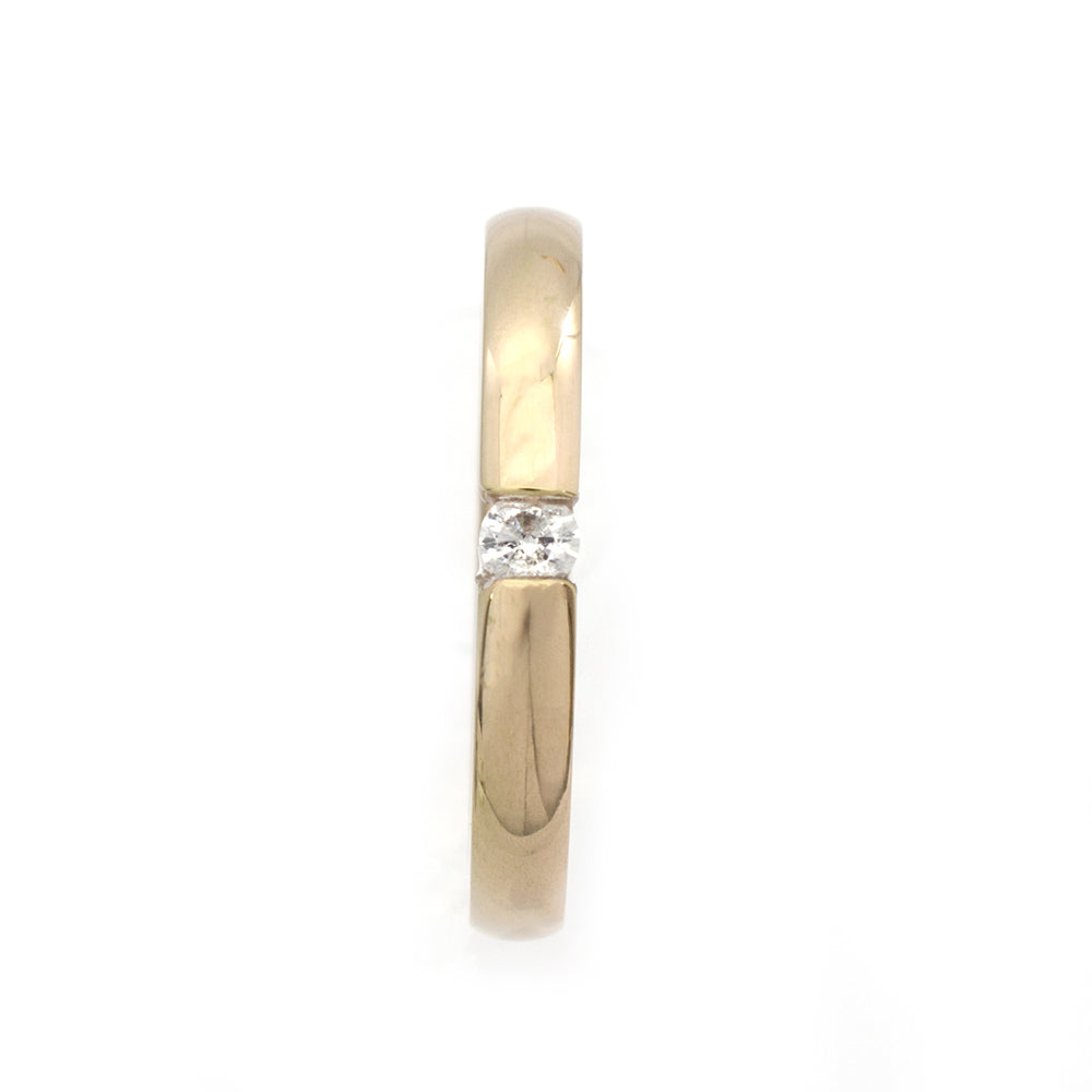 Rose Gold IP Surgical Steel Tension Set CZ Band Ring 3mm