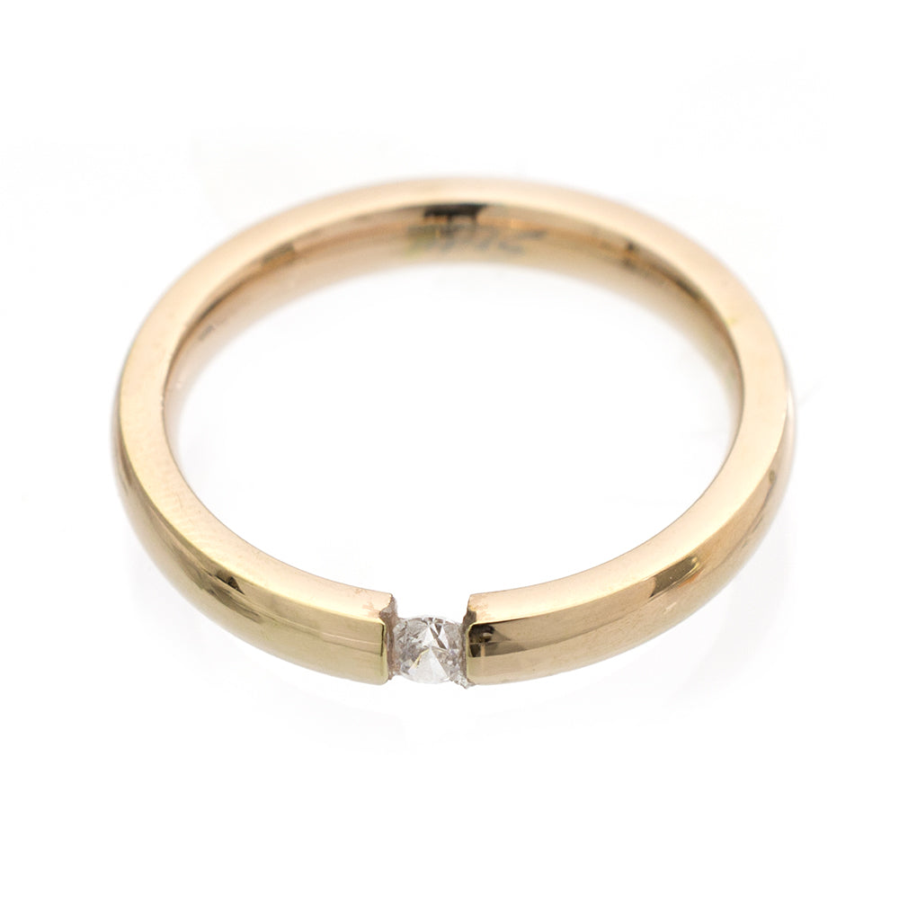 Rose Gold IP Surgical Steel Tension Set CZ Band Ring 3mm