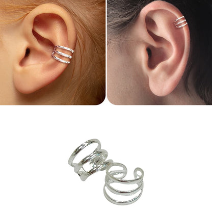 Sterling Silver Adjustable Spiral Triple-Band Ear Cuff - photo 4