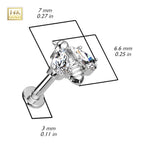14K Solid Gold 16 Gauge Threadless CZ Wing Bee Labret Stud