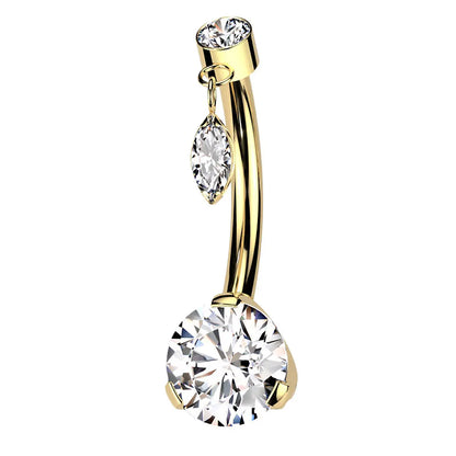 Titanium Threadless Belly Ring 14 Gauge 10mm with Dangle CZ - photo 10
