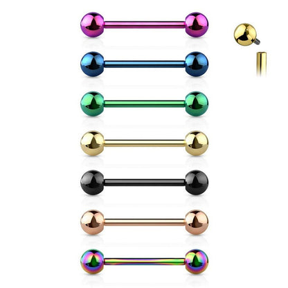 Titanium Internally Threaded Straight Barbell 16 Gauge - 7 Colors