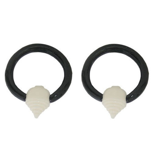 Buffalo Horn 10 Gauge Tiered Spike Captive Bead Ring