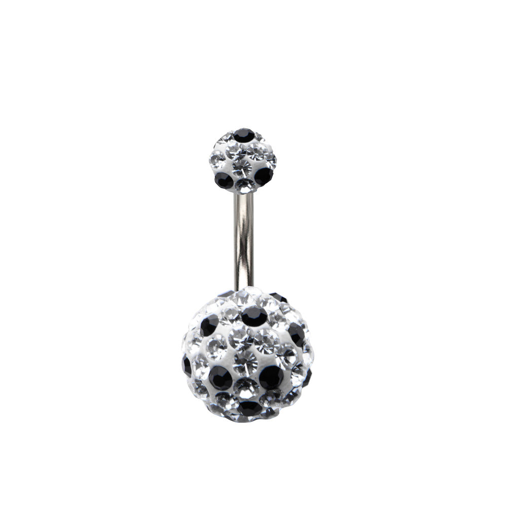 Surgical Steel 14 Gauge Belly Ring with Black & Clear Ferido Ball
