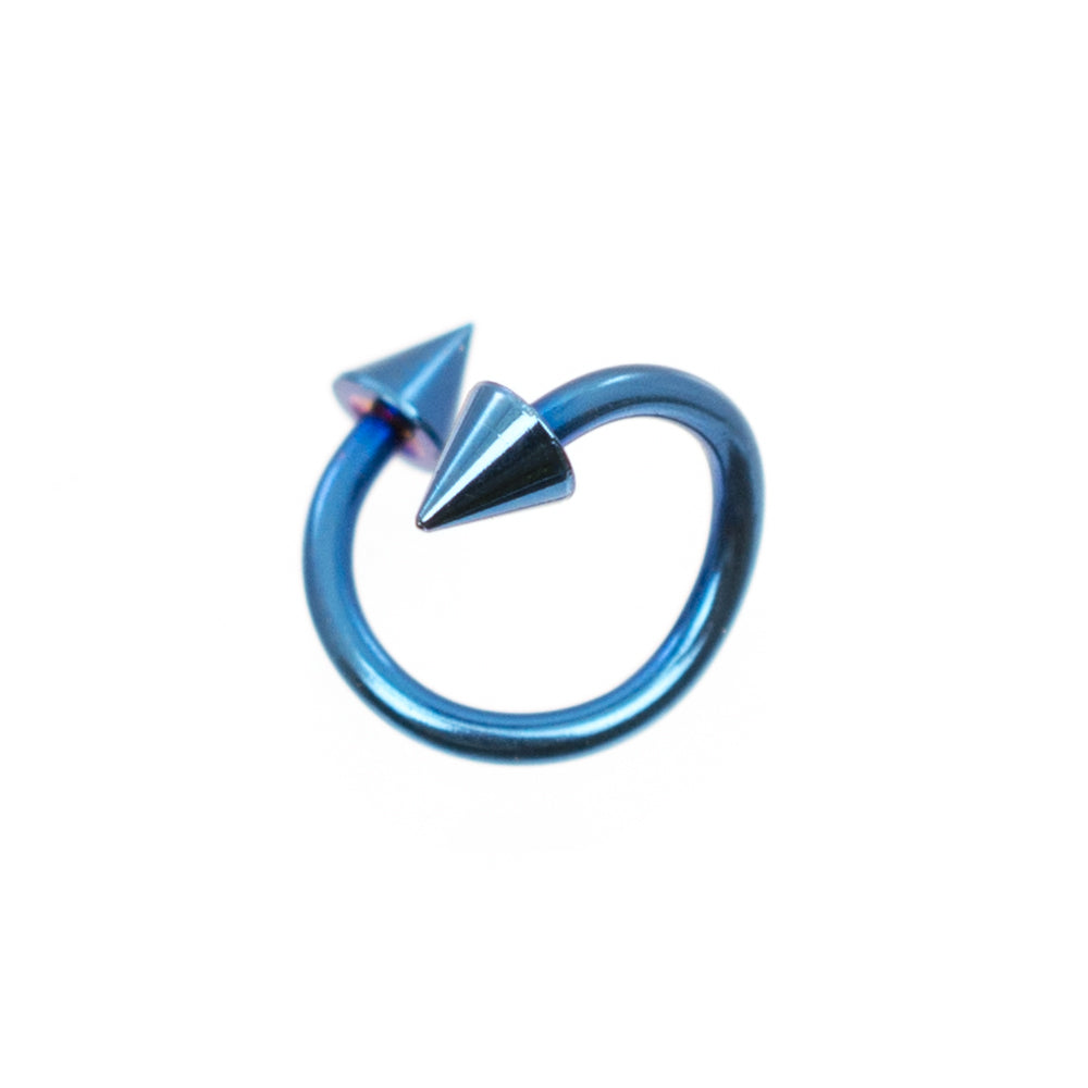 Anodized Titanium 16 Gauge Blue & Green Spike Twister Rings - 4 Pack