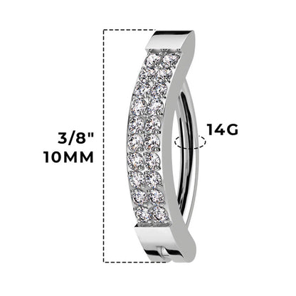 Titanium Hinged Belly Ring 14G 10mm with CZ Row - 3 Colors - photo 3