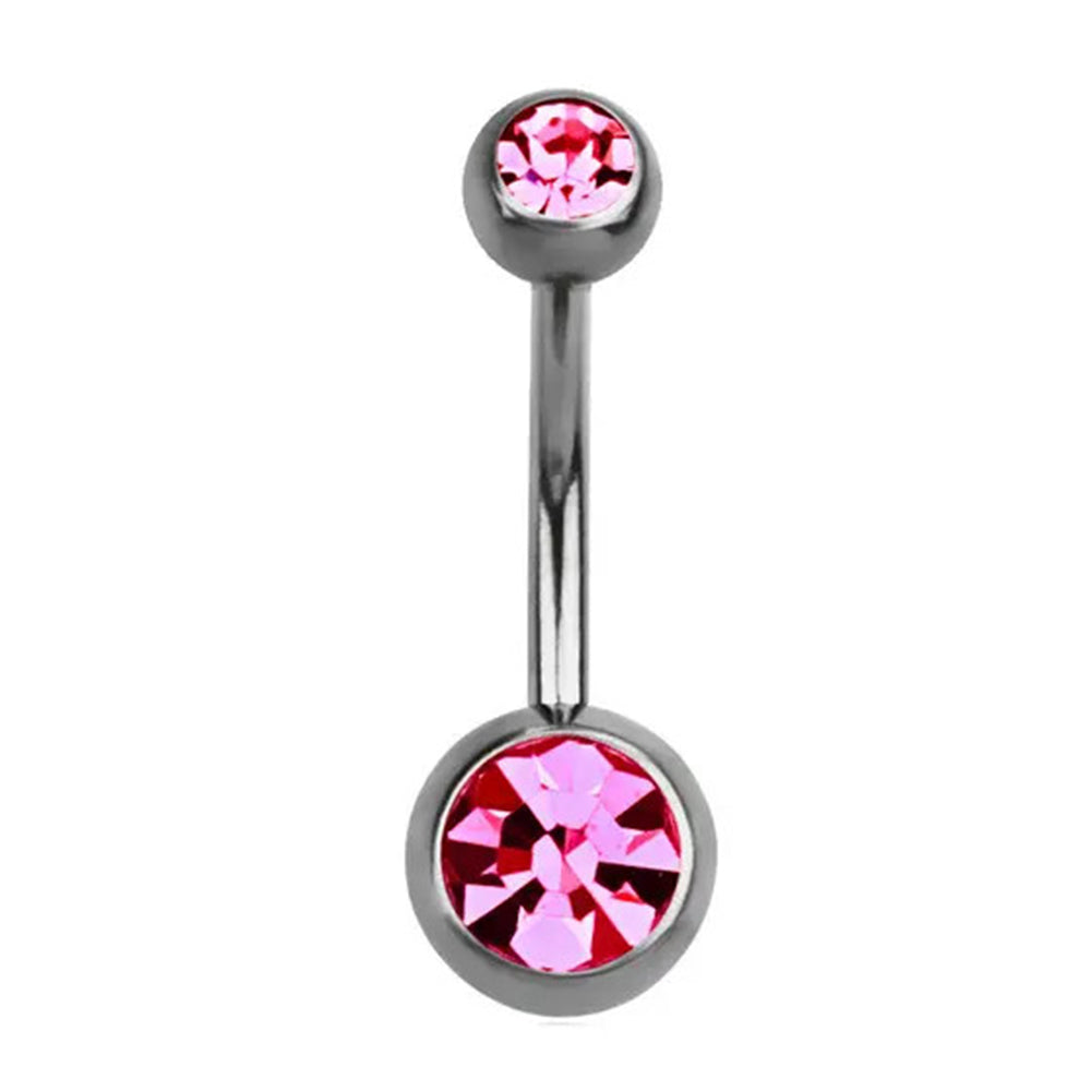 Titanium 14 Gauge CZ Belly Ring with Sterilized Ball Ends - photo 2
