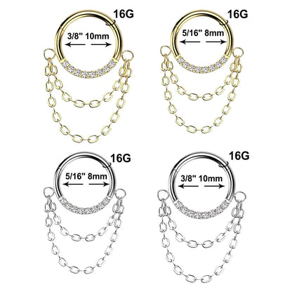 Titanium Hinged Septum Clicker 16 Gauge 8mm & 10mm with CZ Chain - photo 10