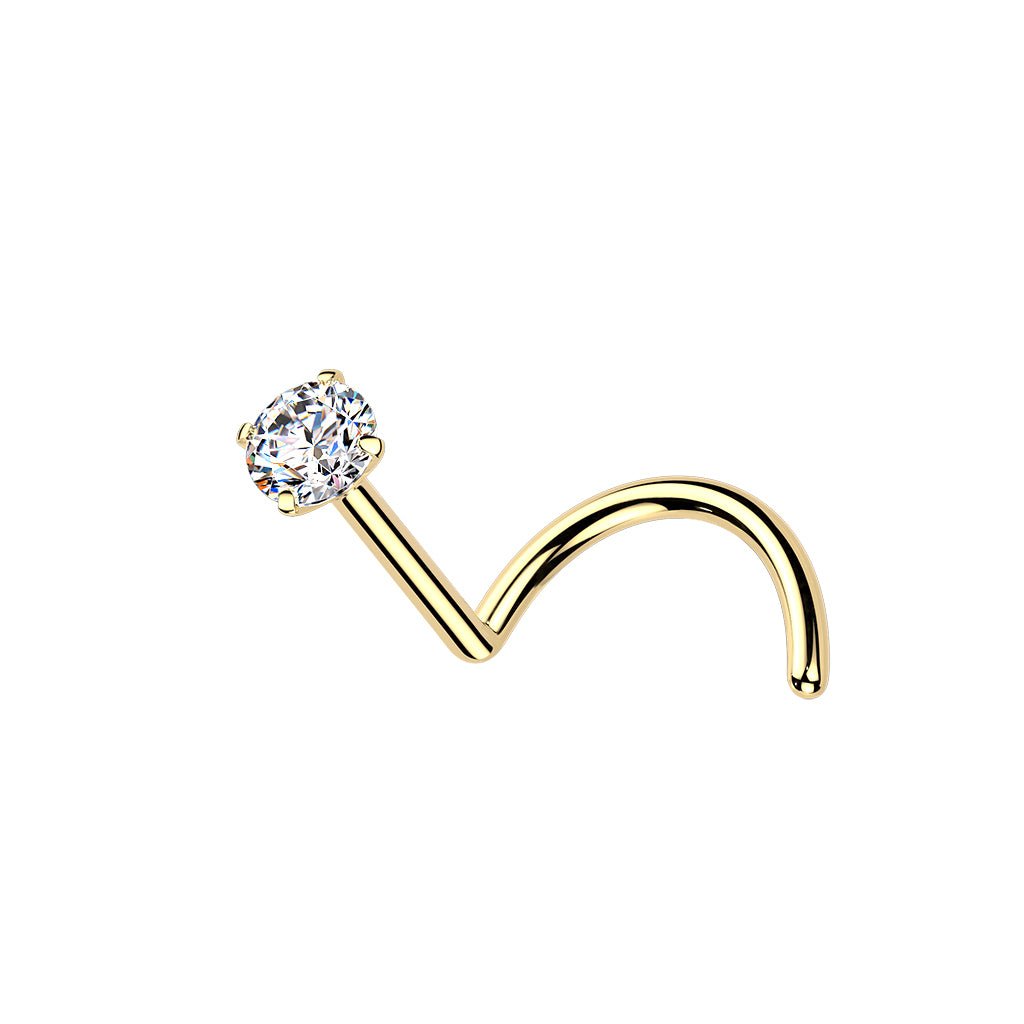 Titanium 18 to 20 Gauge Nose Ring Corkscrew with Moissanite Gems - Kruelty