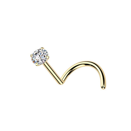 Titanium 18 to 20 Gauge Nose Ring Corkscrew with Moissanite Gems - Kruelty