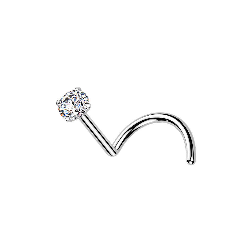 Titanium 18 to 20 Gauge Nose Ring Corkscrew with Moissanite Gems - Kruelty