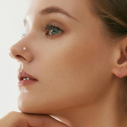 Titanium 18 to 20 Gauge Nose Ring Corkscrew with Moissanite Gems - Kruelty