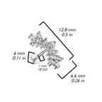 Titanium 18 Gauge Marquise CZ Set Flat Back Labret Stud