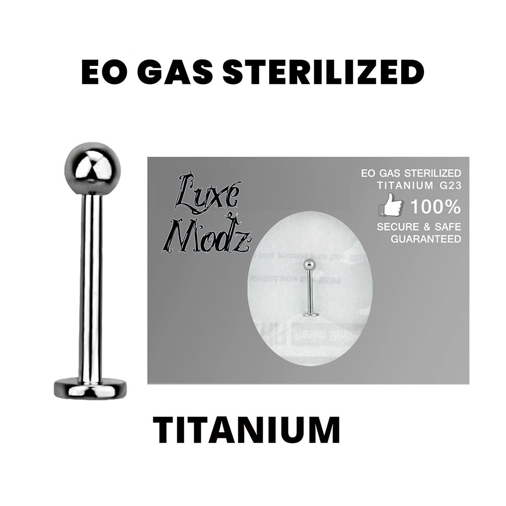 Titanium 16 Gauge Sterilized Ball Labret Stud Flat Back