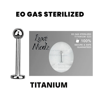 Titanium 16 Gauge Sterilized Ball Labret Stud Flat Back
