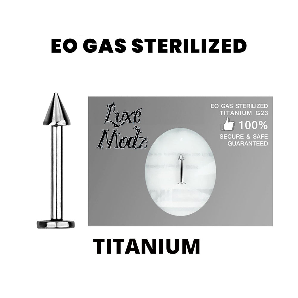 Titanium 16 Gauge Sterilized Spike Labret Stud Flat Back