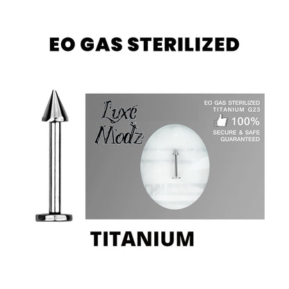 Titanium 16 Gauge Sterilized Spike Labret Stud Flat Back