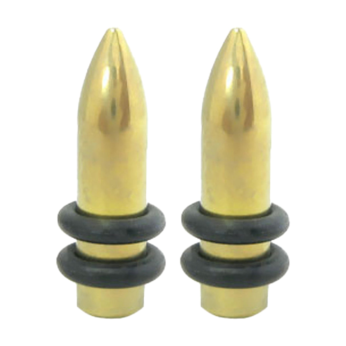 Titanium 4 Gauge Bullet Ear Plugs Gold with O-Rings - Pair
