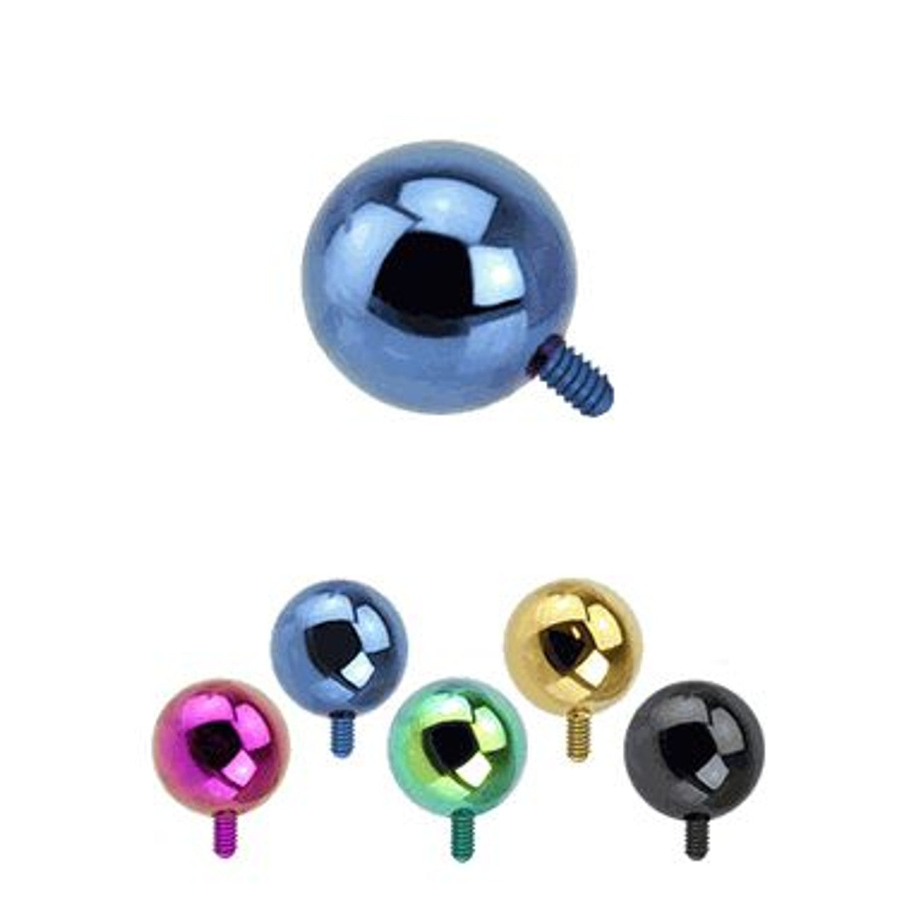 Titanium Anodized Dermal Top 14 Gauge Internal Threaded Ball - 10 Pack