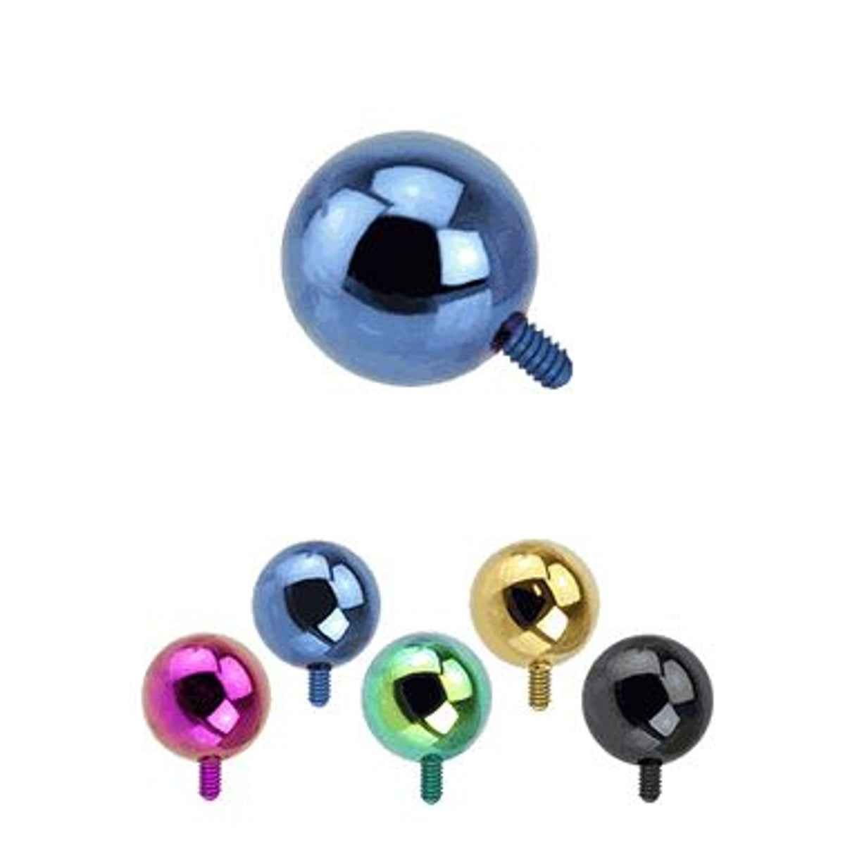 Titanium Anodized Dermal Top 14 Gauge Internal Threaded Ball - 10 Pack - Kruelty - Photo 3