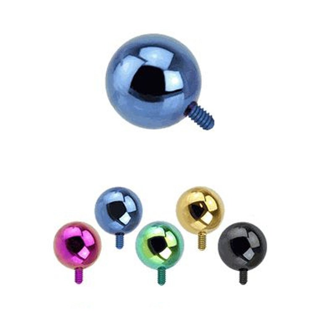 Titanium Anodized Dermal Top 14 Gauge Internal Threaded Ball Top - Kruelty