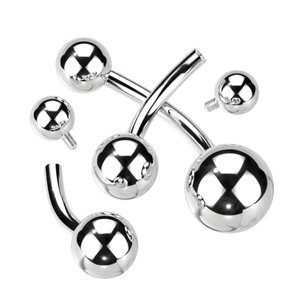 Titanium Belly Ring 14G 8mm to 14mm with Solid Curved Bar